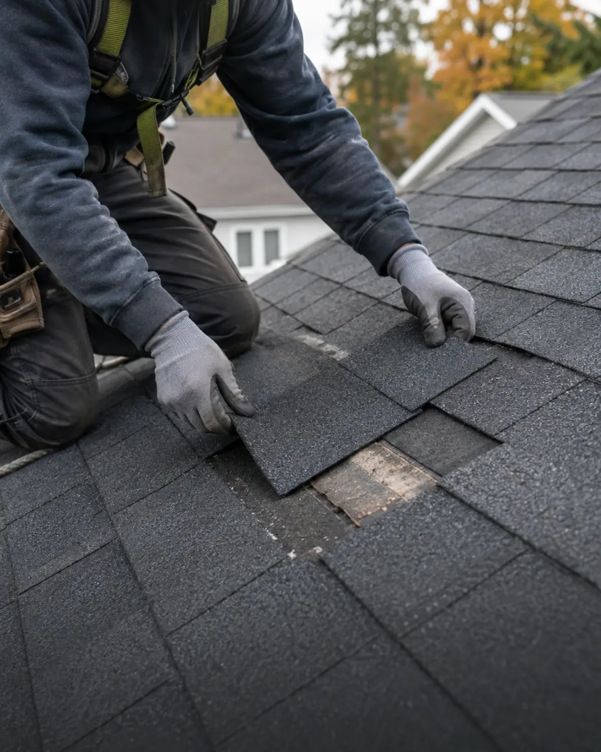 Professional asphalt shingle roof repair